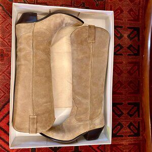 Loeffler Randall Dylan Western Suede Boots Bisque